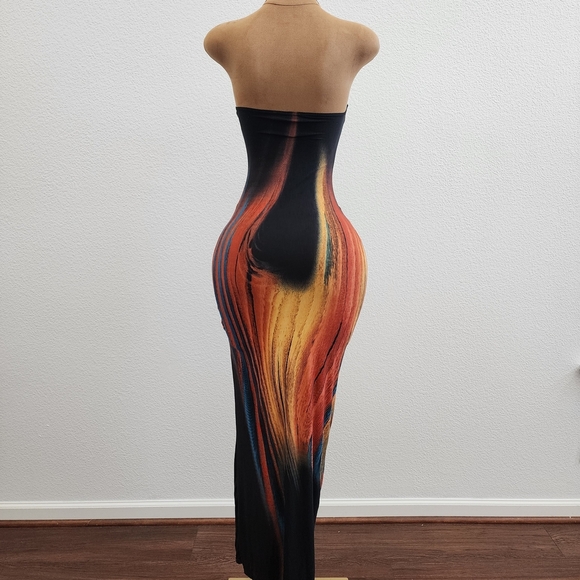 New Vibrant Multicolor Halter Maxi Dress - Picture 5 of 5